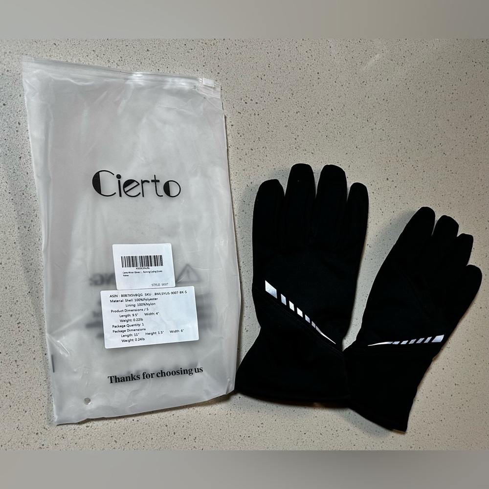 Cierto Running Cycling Touchscreen Capability Winter Gloves NWT